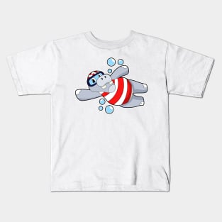 Hippo as Diver with Swimming goggles Kids T-Shirt